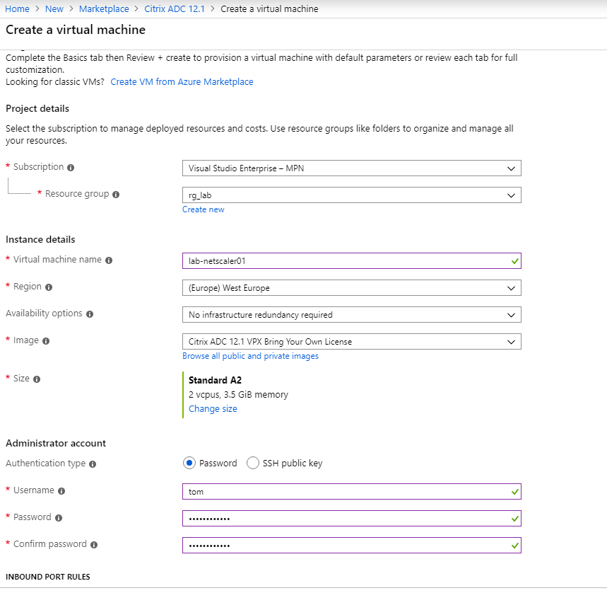 Deploy Citrix ADC 12.1 on Microsoft Azure