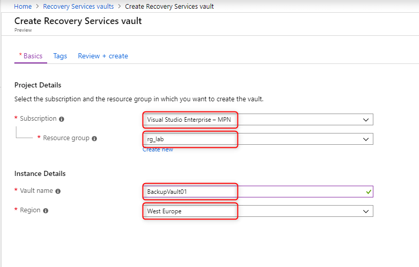 Configure Microsoft Azure Backup for VMs