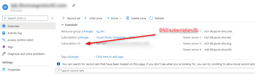 Certify Azure DNS Subscription ID
